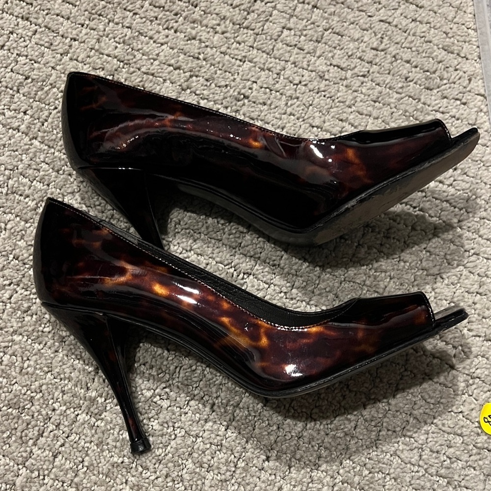 Stuart Weitzman Brown Peep Toe Heels size 6 1/2